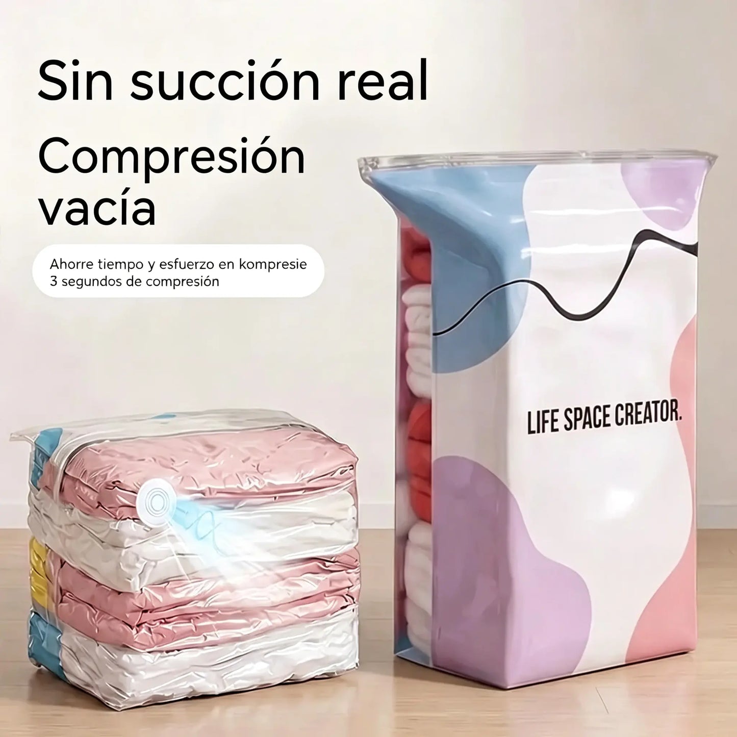 🧳 5 artículos por solo 31 € 💨 Bolsas de almacenamiento al vacío grandes y flexibles: No necesitan bomba de aire, son a prueba de fugas, ideales para ahorrar espacio en tu maleta y en casa ✈️