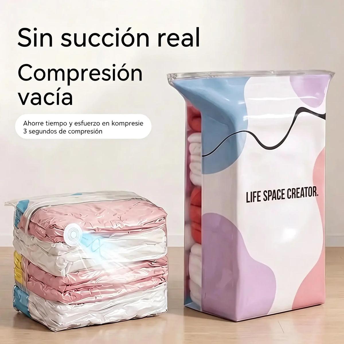 🧳 5 artículos por solo 31 € 💨 Bolsas de almacenamiento al vacío grandes y flexibles: No necesitan bomba de aire, son a prueba de fugas, ideales para ahorrar espacio en tu maleta y en casa ✈️