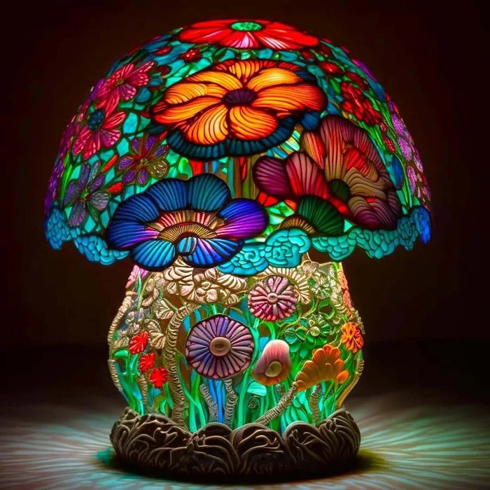 49% ZĽAVA 🔥 Farebná živicová stolová lampa 🍄 Séria rastlín v tvare huby