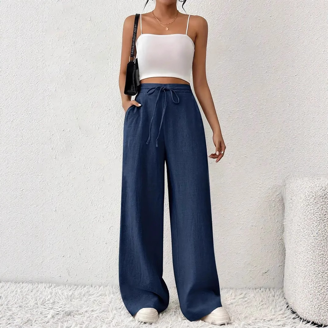 【S-2XL】Pantalones Casuales de Pierna Ancha: Elásticos, Frescos y Estilizantes