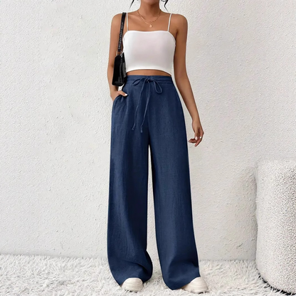 【S-2XL】Pantalones Casuales de Pierna Ancha: Elásticos, Frescos y Estilizantes