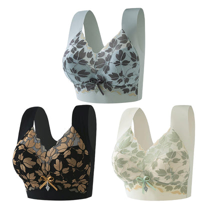 【Kupte 1 a získejte 2 zdarma】Velká krajková podprsenka M-4XL, bez ocelových kroužků, oslnivá záda, sexy a prodyšná, bezešvá, 【40-100 kg】