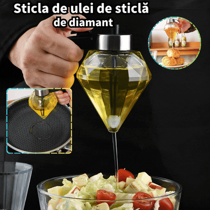 🐝【Оферта за ограничено време】🍯🧉Диспенсър за меден сироп от стъкло с ромбовиден мотив, съд, устойчив на прокапване, със стойка, идеален за мед, кленов сироп и зехтин, стилен аксесоар за кухня и кафене.