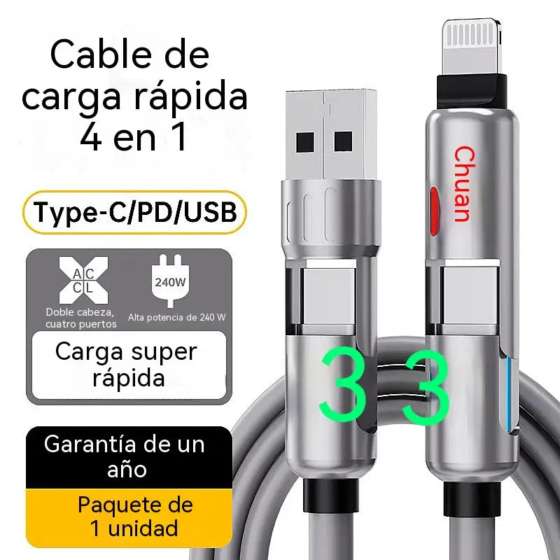 🌈¡Un solo cable, mayor comodidad! Cargador multifuncional con iluminación RGB