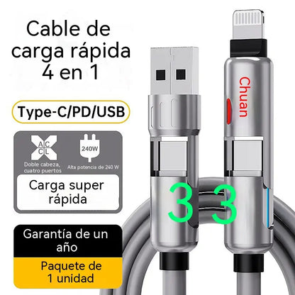 🌈¡Un solo cable, mayor comodidad! Cargador multifuncional con iluminación RGB