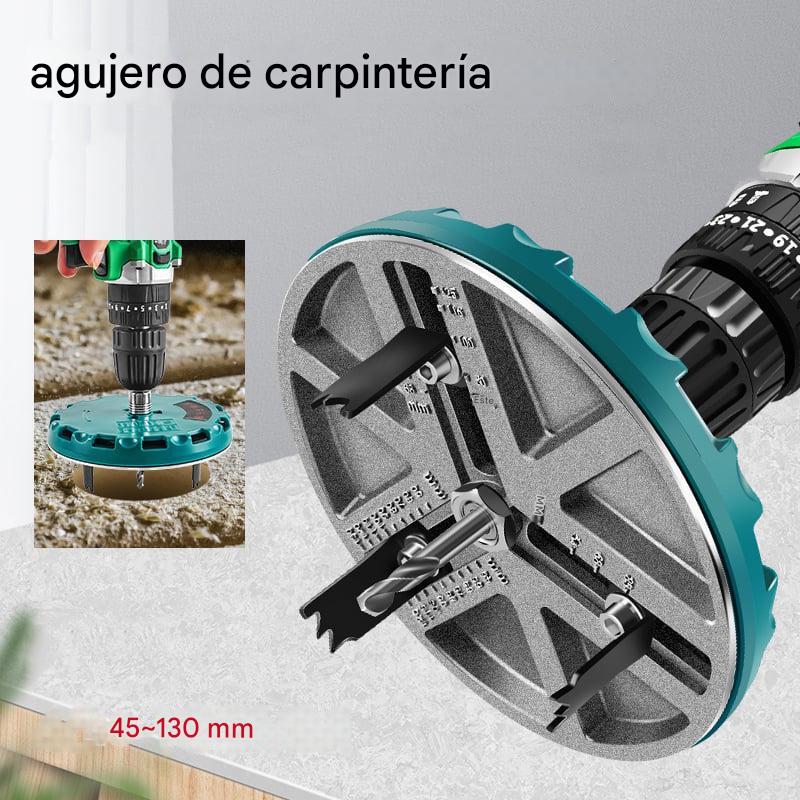 Sierra de corona ajustable con diámetro de 45 mm a 130 mm. Herramienta de corte para carpintería.