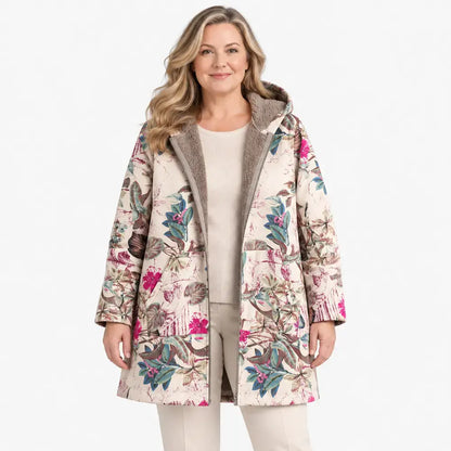 🌸 Abrigo de invierno con estampados florales y étnicos: un look único para el día a día 🥰