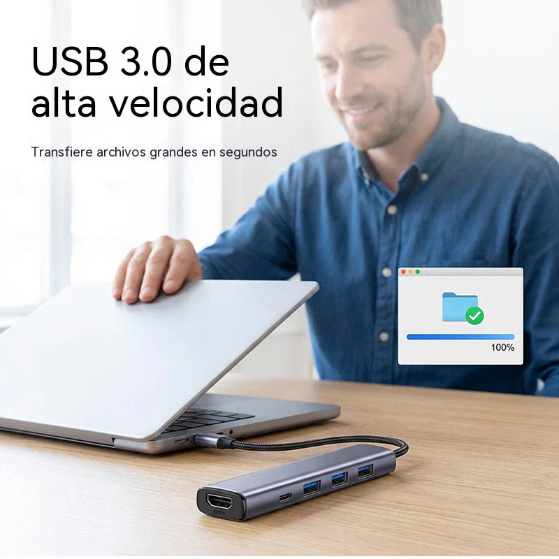 🔌✨ Hub USB-C portátil 5 en 1 con salida HDMI 4K 🎥💻