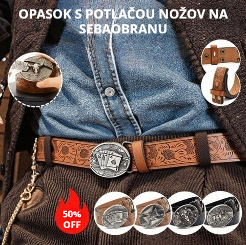 🆒🎁【Kúp 1 a získaj 1 zadarmo】👍Pánski opasok s reliéfnym vzorom a vstavaným nožom
