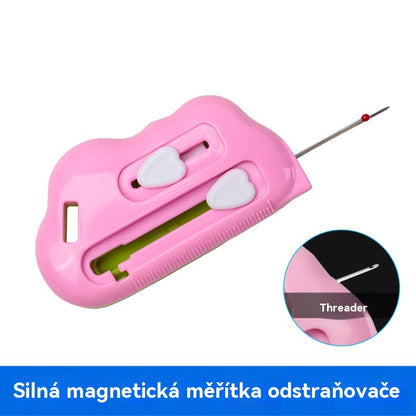 💥Regla magnética para coser 3 en 1 con abridor de costuras y enhebrador | Fuerte control magnético de los bordes, marcas en la regla (se puede utilizar en máquinas de coser domésticas e industriales)