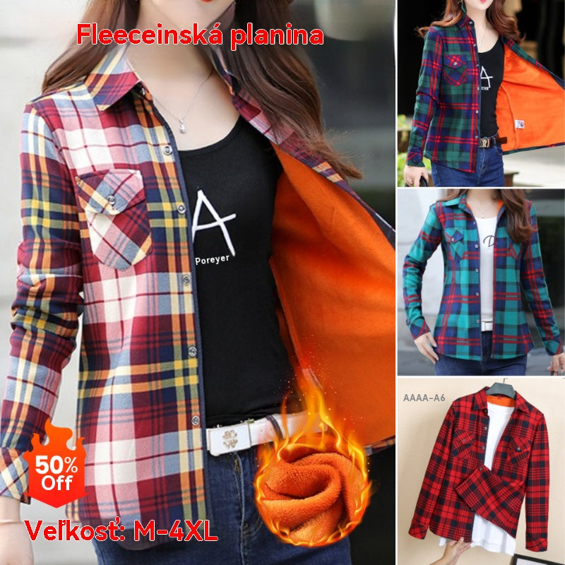 Zľava čoskoro končí ✨ Dámska zimná košeľa z hrubého flísu, štýlová, ľahká a s vynikajúcou elasticitou.