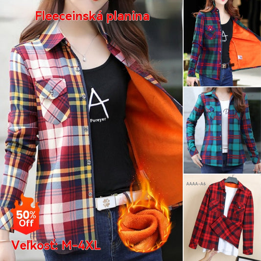 Zľava čoskoro končí ✨ Dámska zimná košeľa z hrubého flísu, štýlová, ľahká a s vynikajúcou elasticitou.
