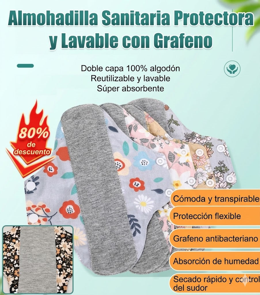 🔥🌈【5 piezas】Almohadilla antibacteriana de algodón y grafeno lavable