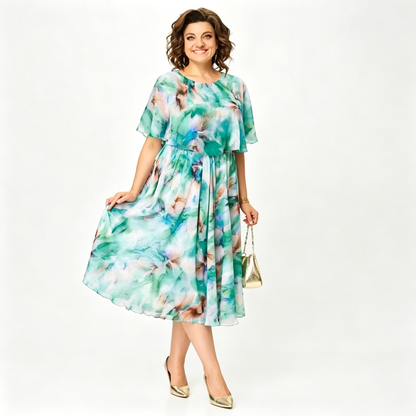 💃☀️【S-5XL】Vestido de malla estampado: corte ajustado, favorecedor y fácil de combinar.