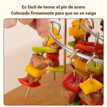 🍢🔥 Parrilla desmontable para brochetas, barbacoa colgante circular de acero inoxidable 🍖✨