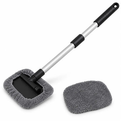 Limpiador extensible para parabrisas y ventanas, con cabezal pivotante de 180° y 2 fundas de microfibra