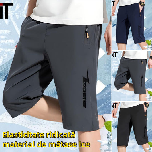 👖🏃‍♂️【M-5XL】2025 nové pánske ľadové hodvábne vysoko elastické šortky pre voľný čas, rýchloschnúce, pohodlné a priedušné