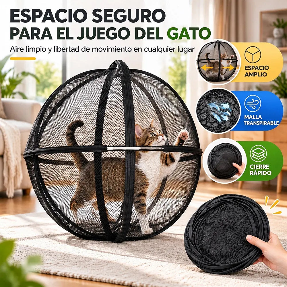 🐈 Recinto Rodante Panorámico 360° para Gatos, Bola de Ejercicio para Mascotas al Aire Libre✅