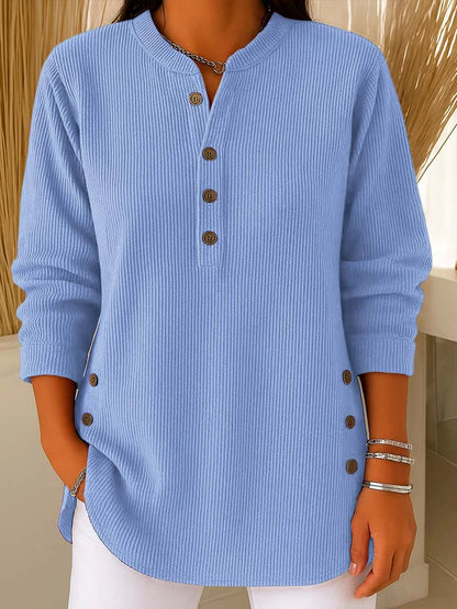 💥Ženski enobarvni ležerni ohlapni pleteni pulover z dolgimi rokavi in okroglim izrezom (S-4XL)