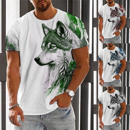 👕【2XS-6XL】🏆Letná novinka - pánske tričko s potlačou vlka - bavlna príjemná na pokožku, mäkká a priedušná