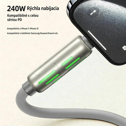 🔥 【2 kusy za 22 €】 🔥 (2 metre dlhý) 4-v-1 PD 240W kábel – rýchle nabíjanie (USB‑C, Lightning a USB‑A), hliník a silikón, synchronizácia dát ⚡📱
