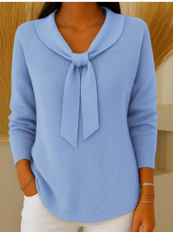 🛍️ 2025 Novinka: Dámsky jednofarebný sveter s dlhým rukávom a šnurovaním S~2XL ✨ 💃 Pohodlný voľný strih, štýlový a univerzálny do každého outfitu 🧶