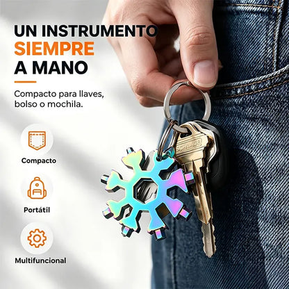 【4 piezas 27€】❄️Llave multiherramienta portátil Viral 18 en 1 con diseño de copo de nieve, fabricada en acero inoxidable.