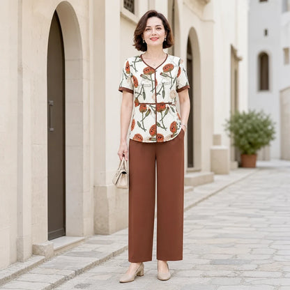 👚 Conjunto Casual con Estampado de Loto – Comodidad y Elegancia para los Días de Verano
