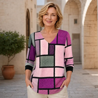Tallas S-5XL✨Oferta por tiempo limitado: Nuevas y elegantes camisetas estampadas con cuello en V