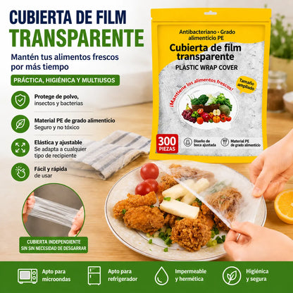 【1 bolsa de 300 unidades】🛡️ Film transparente de calidad alimentaria con acción antibacteriana – Protege tus alimentos, ideal para cocina y nevera 🧴