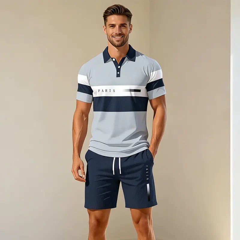 ✨Colección Verano 2026✨ Conjunto de polo y pantalón corto para hombre 🏝️ ¡Estampado digital 3D moderno