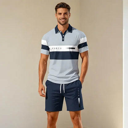 ✨Colección Verano 2026✨ Conjunto de polo y pantalón corto para hombre 🏝️ ¡Estampado digital 3D moderno