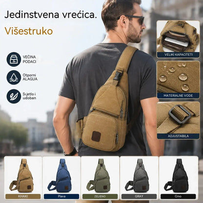 Vodootporna muška torba za rame, višenamjenski ruksak za prsa s više pretinaca za putovanja i svakodnevnu upotrebu