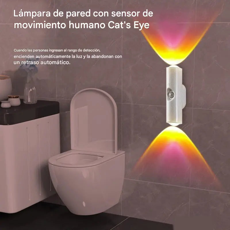 💥【Compra 1 y llévate 1 gratis】Lámpara de pared de ojo de gato doble recargable para entrada con luz nocturna inteligente con detección del cuerpo humano