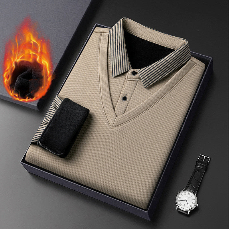 🔥👔 2025 podzim/zima novinka: Pánská zateplená multifunkční business casual polo košile