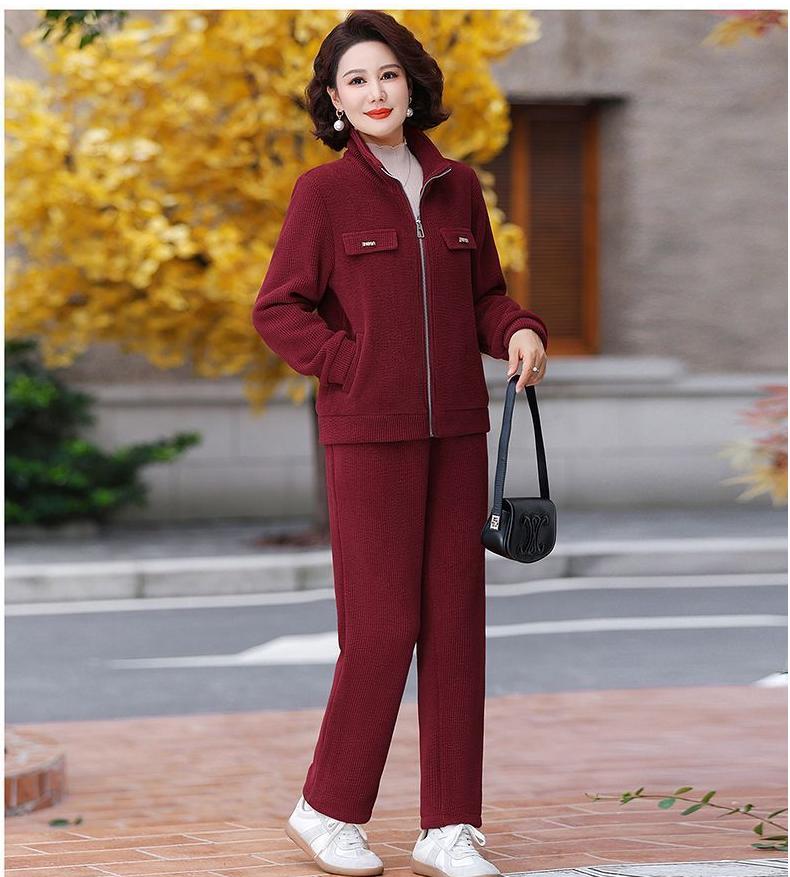 🔴💥【M-4XL】Conjunto deportivo casual para mujer de nueva moda de primavera y otoño, con diseño elegante, holgado, cálido y grueso de dos piezas.