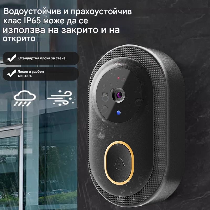 🔥Безжична камера за врата: 1080P HD, 75° широкоъгълна, водоустойчива, подходяща за употреба на открито, с функция за инфрачервено нощно виждане.