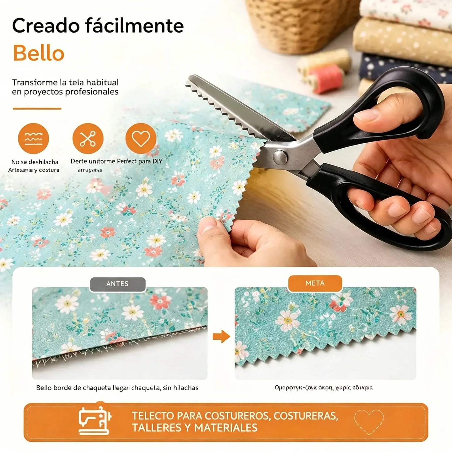 🔥Compra 1 y llévate 1 gratis✂️ Tijeras dentadas profesionales – Tijeras de tela afiladas y dentadas