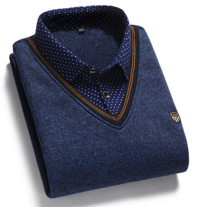 👔 [M-4XL] Camisa de punto para hombre más terciopelo para espesar y mantener el calor