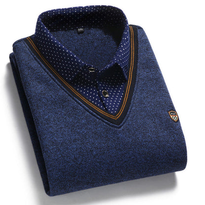 👔 [M-4XL] Nová pánska pletená košeľa z kašmírového zamatu na jeseň a zimu