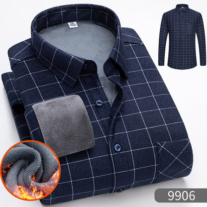 🔥【VENTA CALIENTE】🔥👔【L-5XL】 Camisa de negocios de manga larga cálida para otoño e invierno