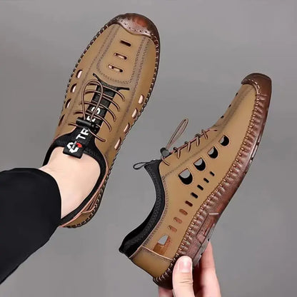🔥✨【Tallas 39-44】Sandalias de hombre de cuero genuino hechas a mano con diseño calado