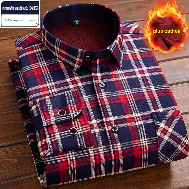 🔥👔【L-4XL】Jesenná zima zamatová kockovaná teplá košeľa ✅【45-95kg】 3809332