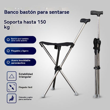 【Día último】✨Bastón plegable 2 en 1 con silla, Las muletas son anticaídas, plegables y portátiles✅
