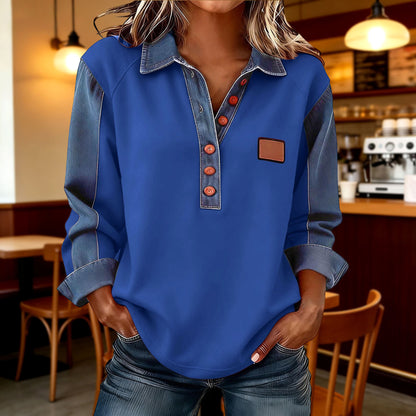 🍂 Ženska polo majica z jeansom | Novo jesen/zima 2026 | Ohlapen kroj z dolgimi rokavi 🍂