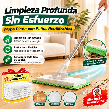 【Juego de 4 piezas】Fregona sin enjuague con diseño de pinza para paños, para que la limpieza del hogar sea más fácil