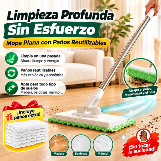 【Juego de 4 piezas】Fregona sin enjuague con diseño de pinza para paños, para que la limpieza del hogar sea más fácil