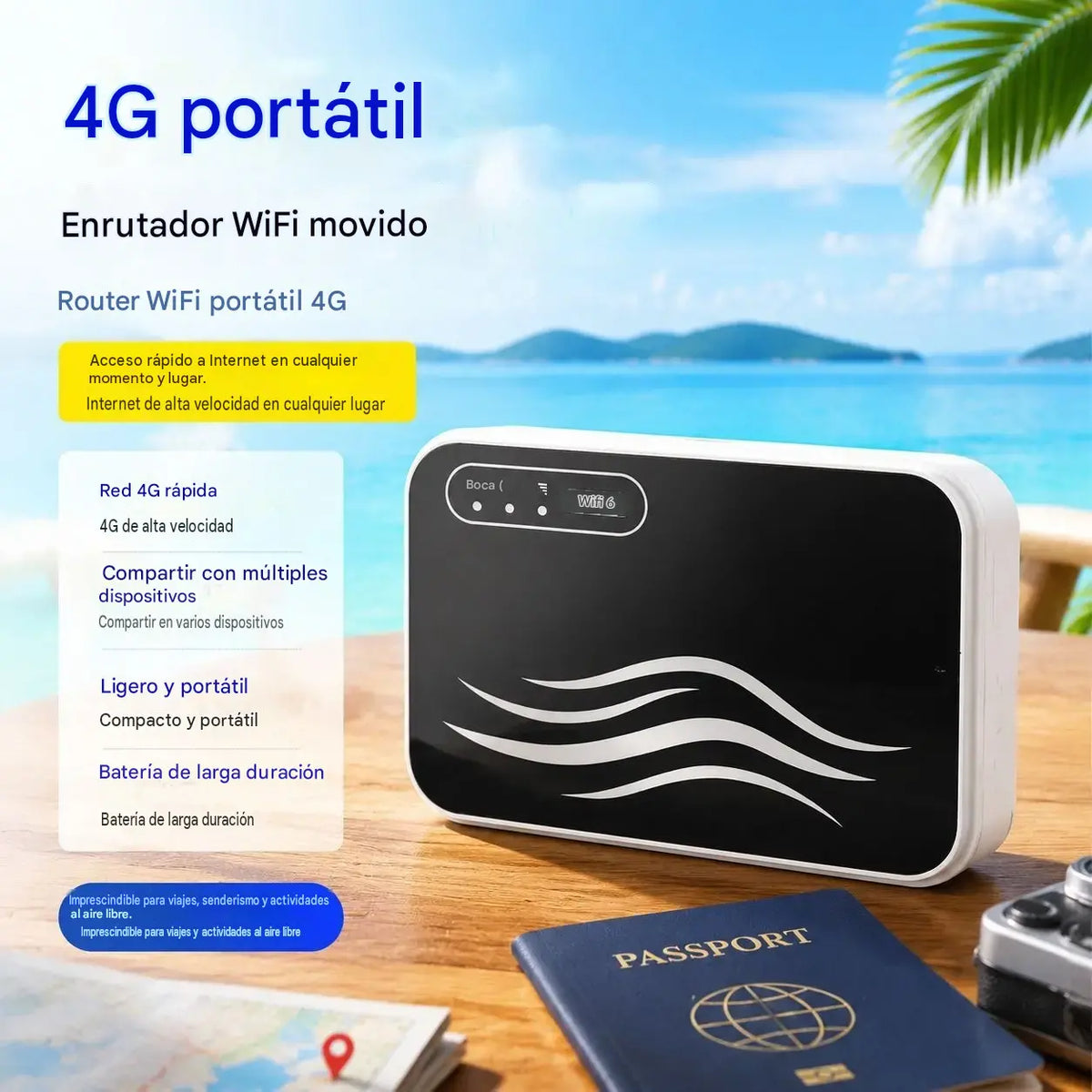 🌍🛜 Wi-Fi portátil global —sin necesidad de visado—: acceso a internet en cualquier momento y lugar.