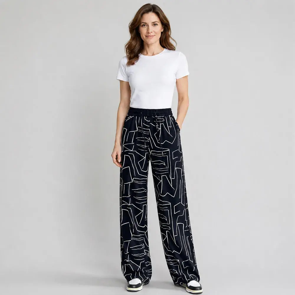 👖Pantalones de seda helada de talle alto para mujer - holgados, tallas grandes 40-100 kg - verano, pantalones ligeros con perneras anchas