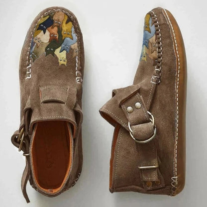 ✨👢【35-43】Nové jesenné ploché vysoké čižmy, ležérne členkové čižmy z mäkkej kože so zipsom